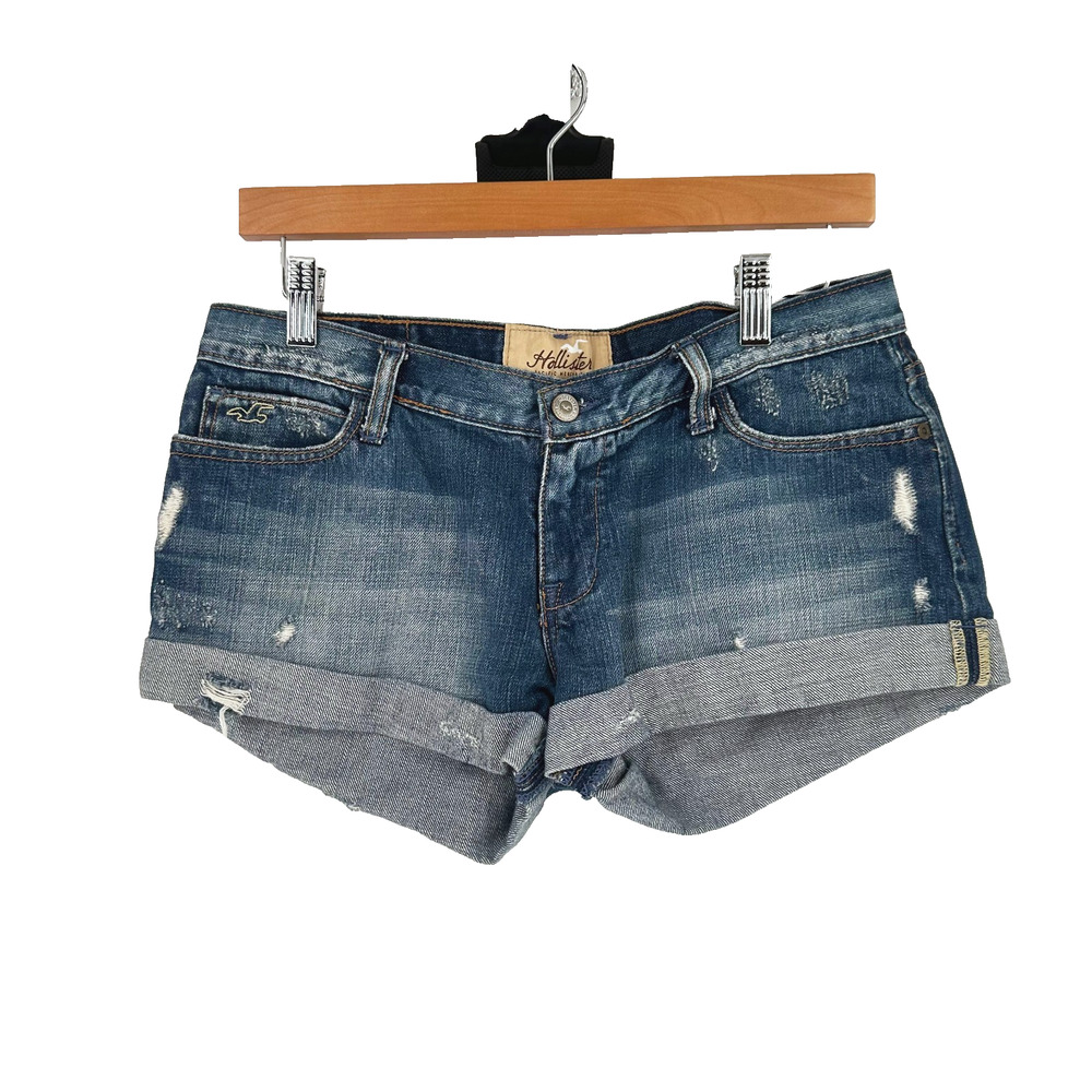 VTG Y2K Hollister‎ Micro Mini Low Rise Booty Shorts Size 9 Festival Distressed